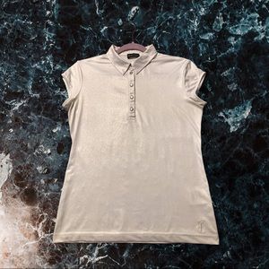 Golfino Capped-Sleeve Unisex Golf Polo; Shimmery Cream